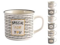 6 Zwart Goud 6 Jumbo Cups New Bone China CC410