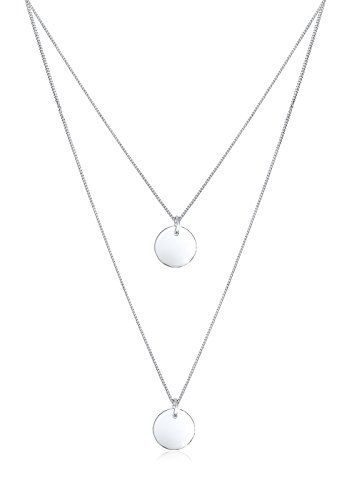Elli Halsketting 925 Sterling zilver Gelaagde cirkel - 4050878533090
