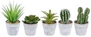 Unyqoos® Set van vijf kunstplanten in grijze pot