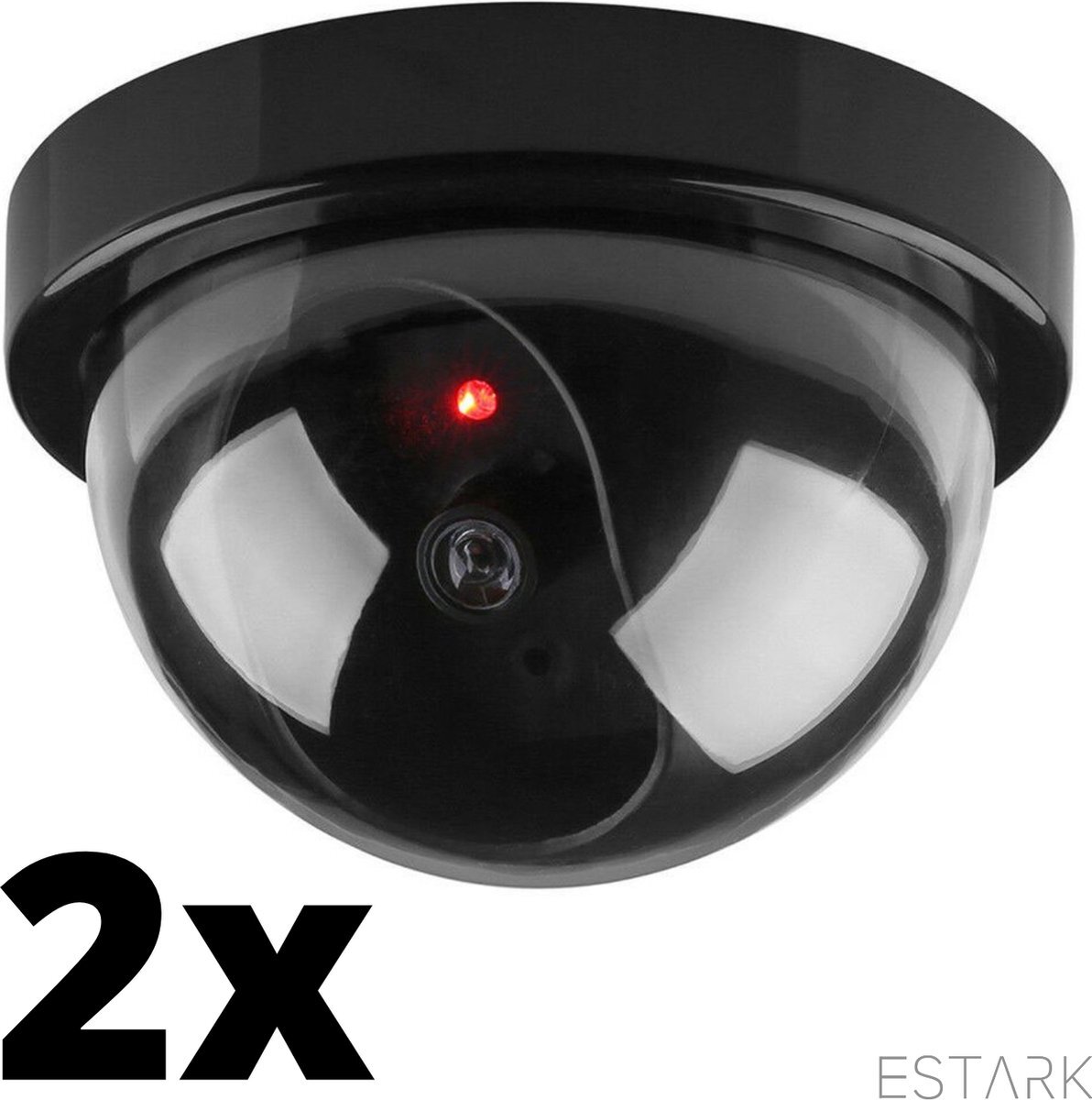 ESTARK ESTARK® Dummy Camera - 2 STUKS - Beveiliging buiten en binnen - Beveiligingscamera - Met LED indicator - Nep camera - Dummy Bewakingscamera 35W - Rond - Zwart - Camera (2) zwart