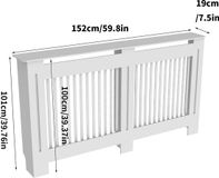 Merkloos Eszenzics™ Slanke Radiatorombouw - Model Verticaal L - Stabiele MDF uitvoering - Decoratief wit - Plintuitsparing - 101x152x19 cm