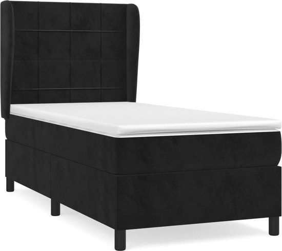 vidaXL Boxspring met matras fluweel zwart 80x200 cm