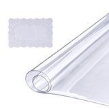 VEVOR Transparant tafelkleed, rechthoekig, 45,7 x 92,5 cm, van pvc, dikte 1,5 mm, met afgeronde hoeken, op maat te snijden, met stoffen tafelkleed, 45 x 30 cm