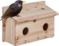 Relaxdays nestkast spreeuwen - hout - 2 invliegopeningen 5 cm - zitstokken - hangend