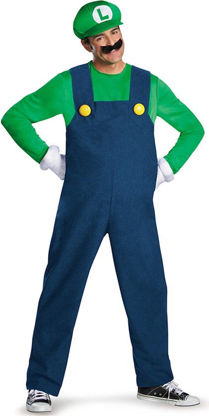 Vegaoo - Luigi Deluxe Kostuum voor Volwassenen - Groen - L/XL - Mannen