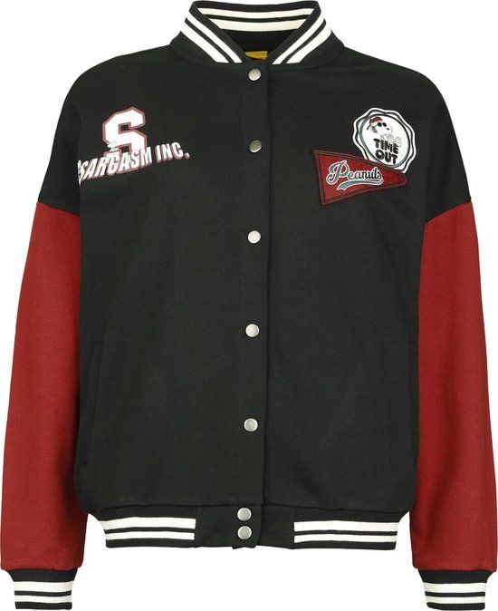 Peanuts Good Grief Dames Collegejas - zwart/rood - L