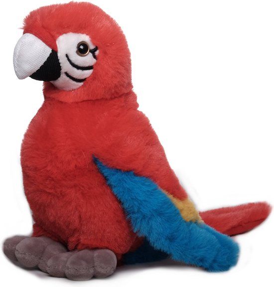Inware Pluche Papegaai Knuffel - Rood/Blauw - 20 cm