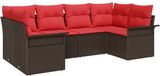 vidaXL - Tuinbank - Set - 4 zitplekken - Bruin - Polyrattan - Hoek loungeset