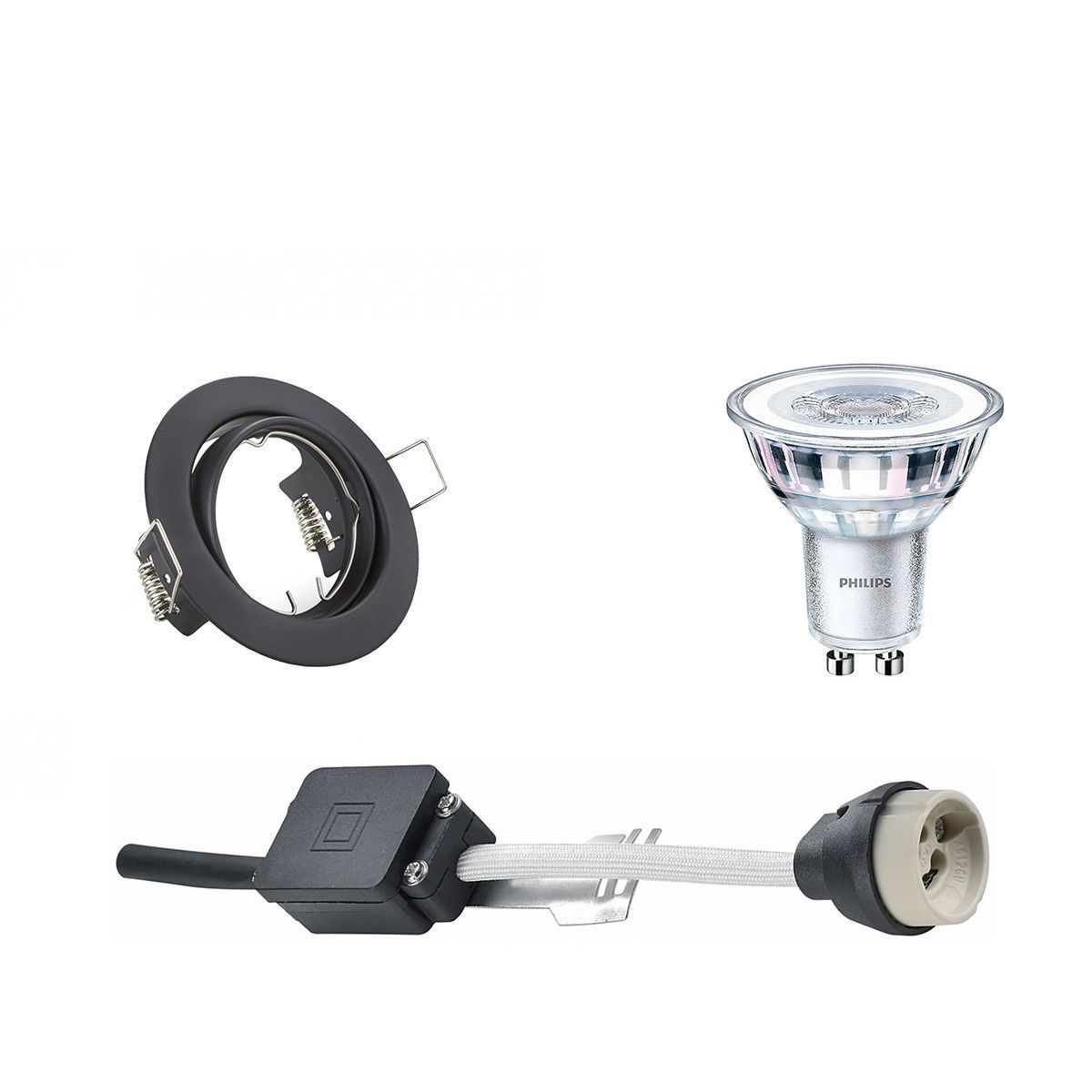 BES LED LED Spot Set - GU10 - Inbouw Rond - Mat Zwart - Kantelbaar - Philips CorePro - 5W - 2700K - Dimbaar