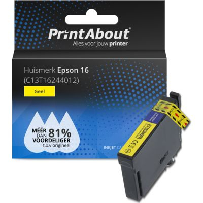 PrintAbout Huismerk Epson 16 (C13T16244012) Inktcartridge Geel