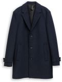 Tom Tailor - Wollen jas met reverskraag - Maat L - blue small herringbone