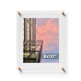 Cool Modern Frames 8x10 Clear Double Panel Drijvende Acryl Fotolijst Display met Gouden Hardware voor het Weergeven van Kunst en Foto's op Muur