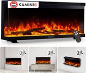 KAMINIO Elektrische haard LEA - Elektrische 3-in-1 haard met panoramaweergave, verwarming, 3D-vlameffect, 12 vlamkleuren, afstandsbediening - 36 inch
