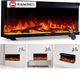 KAMINIO Cheminée électrique LEA - Cheminée électrique 3-en-1 avec vue panoramique, chauffage, effet flamme 3D, 12 couleurs de flamme, télécommande - 36 pouces