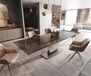 Edge Table de salle à manger Céramique Emperador Extra Lucidato Brun foncé 200-300x100 Wave Acier inoxydable extensible