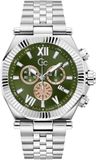 Gc Atlas Quartz Chronograaf Horloge Zilver En Groen Kast: 100% Roestvrij Staal | Bracelet 100% Roestvrij Staal 44 mm