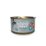 Schesir Silver, Tonijnfilets In Bouillon, Volledig Natvoer Voor Oudere Katten, Graanvrij, Ondersteunt Het Immuunsysteem, Rijk Aan Hydratatie, 12 x 70g