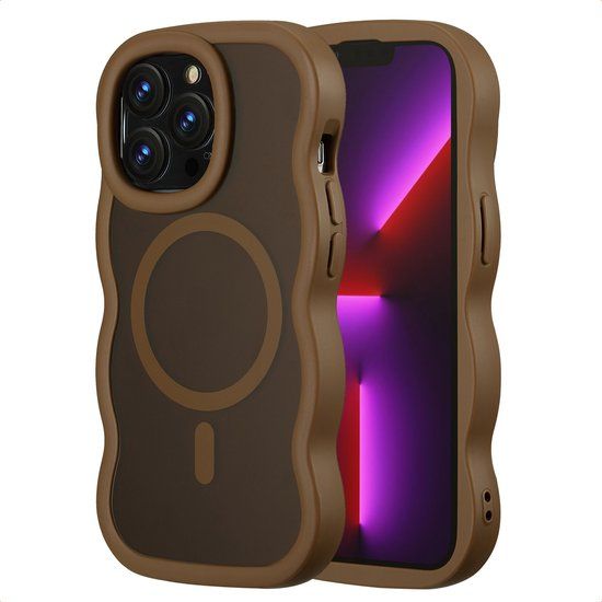 Selencia Wavy Case - Golvend Hoesje geschikt voor Apple iPhone 13 Pro - Mocha Brown