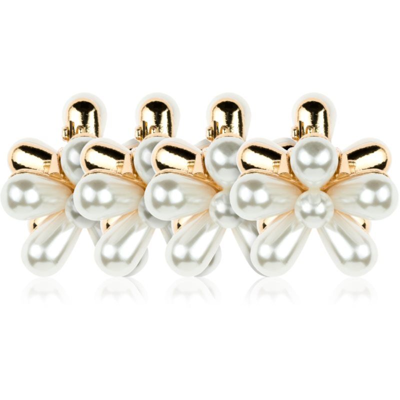 invisibobble Clipstar S Pearly Flower (4 stuks) – kleine haarspelden met parelbloem – voor dames, meisjes en dun haar – gouden haarklem voor elegante stylings