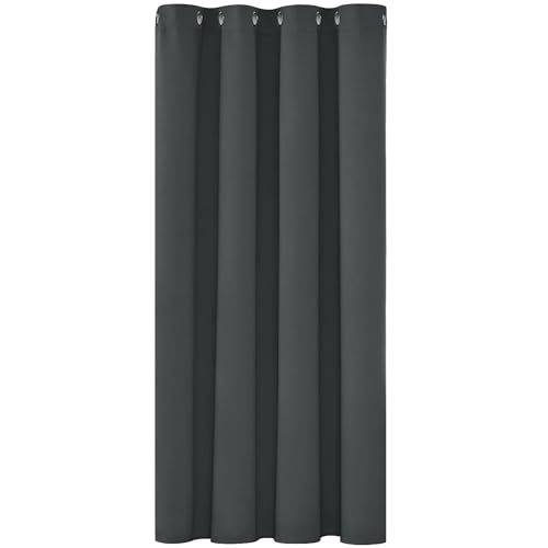 Deconovo Verduisterende Gordijnen met Ringen, Donkergrijs Gordijnen Zonwerend voor Woonkamer, Slaapkamer, Kant en Klaar, 132x138 cm (B x H), 1 stuk