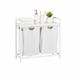 Merkloos Relaxdays Wasmand met 2 vakken - 92 liter - plank - wit-grijs