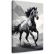 Tableau Moderne Cheval Noir Géométrique Au Galop 60x90