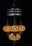 Halay Turkse hanglamp mozaïek glas bruin - 4 bollen - hoogte 80 cm - E-14 fitting