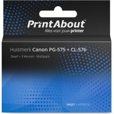 PrintAbout Ink Cartridge PG-575 + CL-576 Black + 3-color Multipack for Canon