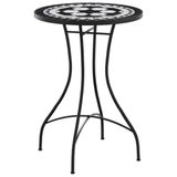 vidaXL Bistrotafel Mozaïek Zwart en Wit Keramiek Ø50x70 cm