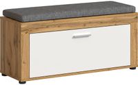 Hioshop Jam bank incl. kussen 1 klepdeur wit, eik decor.