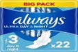 Always Ultra serviette hygiénique, taille 3 Jour & Nuit x22