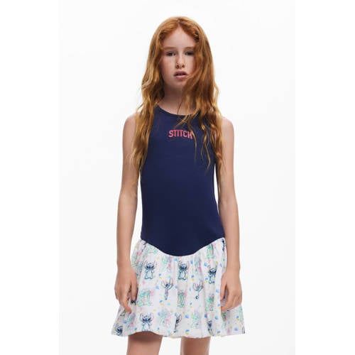 Desigual Lilo & Stitch A-lijn jurk donkerblauw