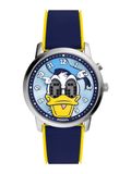 FOSSIL Montre analogique 'BIG TIC DONALD' bleu marine / jaune / argent / blanc