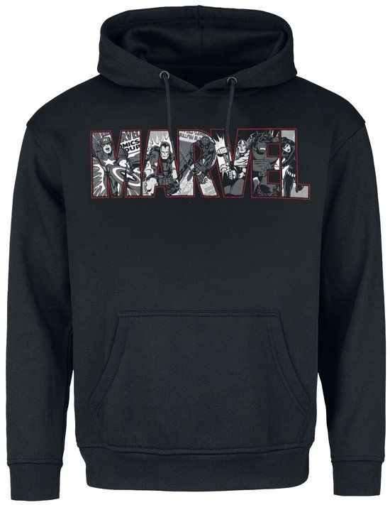 Marvel Logo Group B&W Outline Heren Trui met capuchon - zwart - S