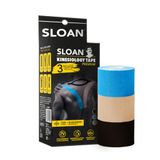 PACK Sloan® Pack Kinesio-tape, beige, zwart, blauw, 5 m x 5 cm