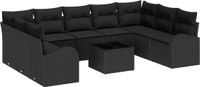 vidaXL Banc de jardin - Set - 10 - pièces - Noir - poly - rotin