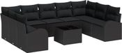 vidaXL Banc de jardin - Set - 10 - pièces - Noir - poly - rotin