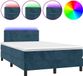 vidaXL Boxspringbed met matras en LED-verlichting, donkerblauw, 120x200 cm, fluweel