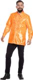 Wilbers Jaren 80 & 90 Kostuum | Oranje Ruchesblouse Satijn Foute Disco | Maat 60 | Carnaval kostuum | Verkleedkleding