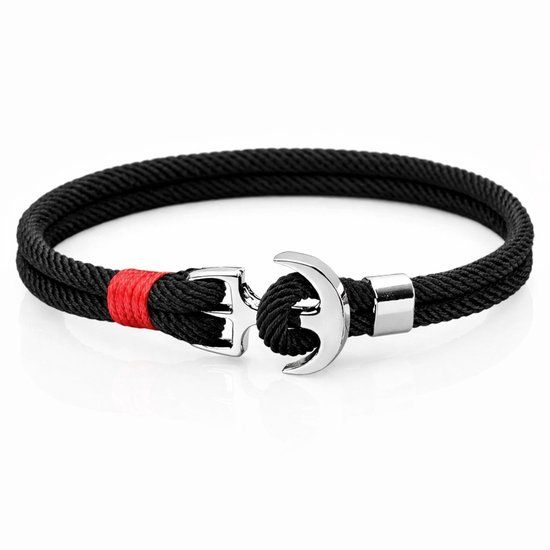 LGT JWLS LGT Jewels Anker armband heren Touw Zwart