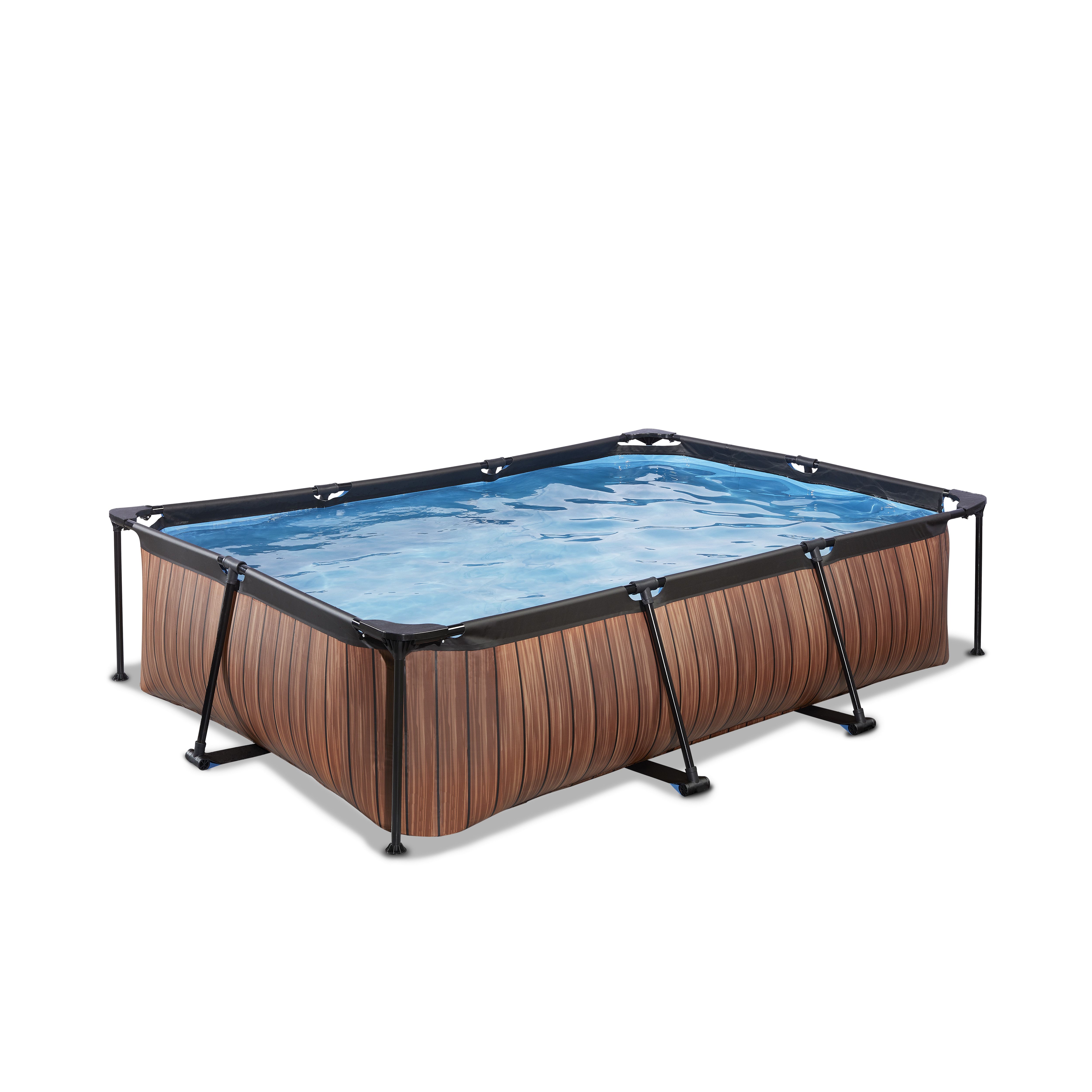 EXIT Wood Framed Pool 300x200x65cm with Filter Pump - Brown