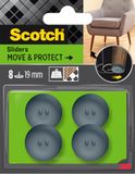 Scotch Move & Protect Sliders SP62A05, Klem, Grijs, Ø 19 mm, 8/Pack - 100 Kg