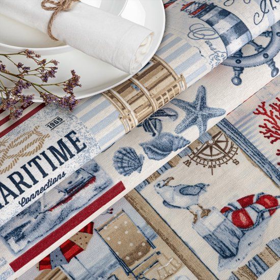 ANRO Tafelkleed Maritiem Rood 160x140cm Rechte rand Afwasbaar Waterafstotend Binnen & Buiten