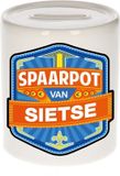 Bellatio Decorations Kinder spaarpot met naam - Sietse - keramiek - met dop - wit