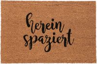 Merkloos Relaxdays deurmat hereinspaziert - Duitse tekst - 60 x 40 cm - kokos - antislip - binnen en buiten - natuur-zwart