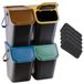 Set de poubelles, 4 pièces de 25 litres, avec filtre à charbon, plastique, avec couvercle à clip