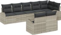 vidaXL Tuinbank Set Lichtgrijs Poly Rattan