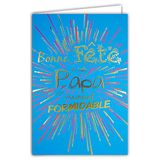 Afie 65 – 1286 wenskaart "Bonne A a Papa" echt fantastisch in goud glanzend – met envelop – formaat gesloten 115 x 170 mm, gemaakt in Frankrijk, blauw