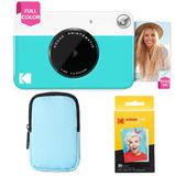 KODAK Printomatic Volledig in kleur Direct printen camera Starterbundel + Zachte Hoes + Zink 20pk fotopapier - Kleurrijke foto's op 2x3" zelfklevend papier - Blauw
