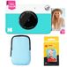 KODAK Printomatic Volledig in kleur Direct printen camera Starterbundel + Zachte Hoes + Zink 20pk fotopapier - Kleurrijke foto's op 2x3" zelfklevend papier - Blauw